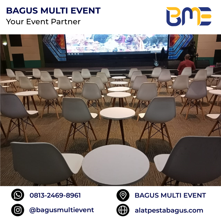 sewa meja coffee table bulat putih d90 cm jakarta bagus multi event