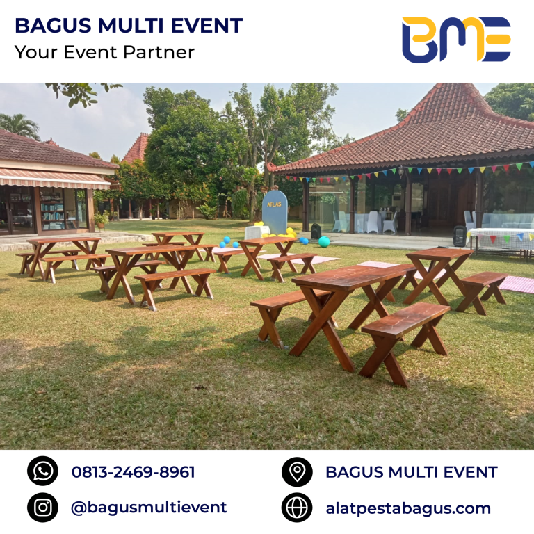 sewa meja kursi taman 120 cm 4 orang jakarta bagus multi event