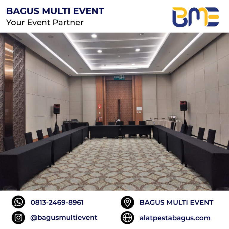 sewa meja kotak ibm + cover strict putih dan hitam jakarta bagus multi event
