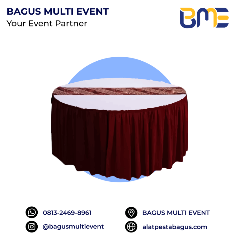 sewa meja bulat d160 cm + cover jakarta bagus multi event