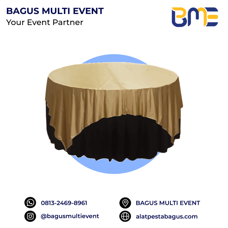 sewa meja bulat d120 cm + cover jakarta bagus multi event