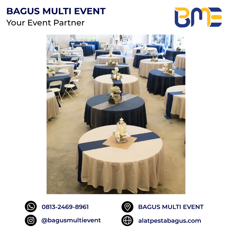 sewa meja bulat + cover + toping jakarta bagus multi event
