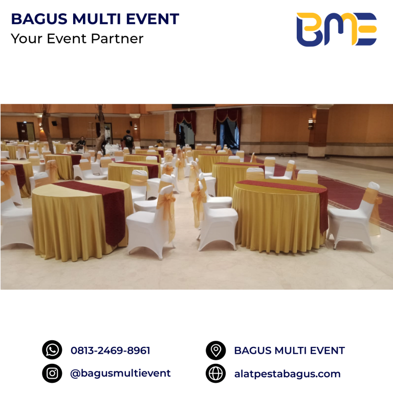 sewa meja bulat d160 cm + cover jakarta bagus multi event
