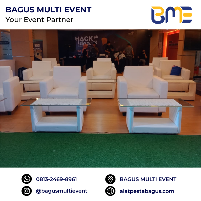 sewa alat pesta sofa vip putih single double triple jakarta bagus multi event