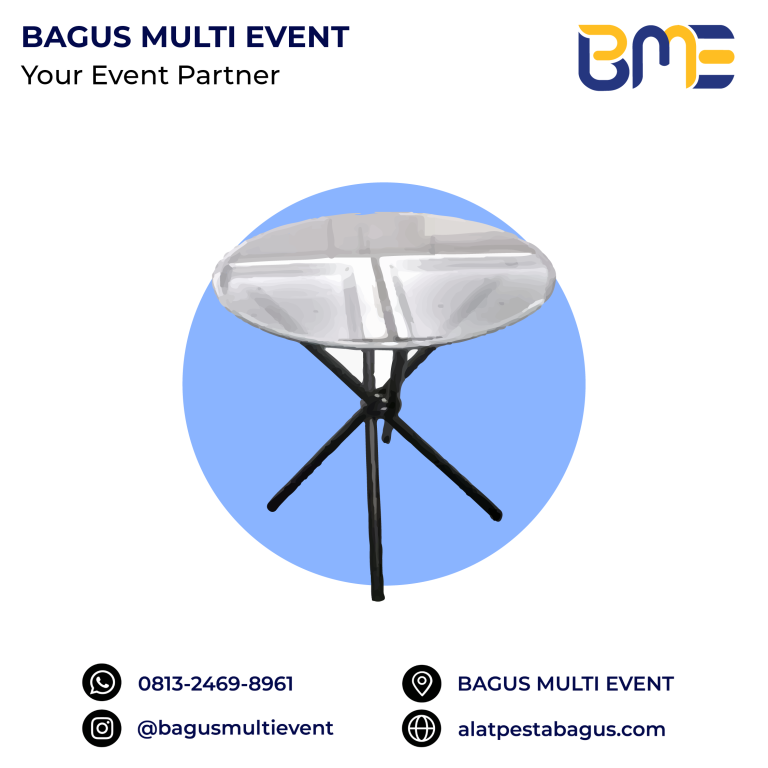 meja dealing kaca d90 cm jakarta bagus multi event