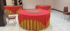 sewa meja bulat round table murah area bekasi bagus multi event